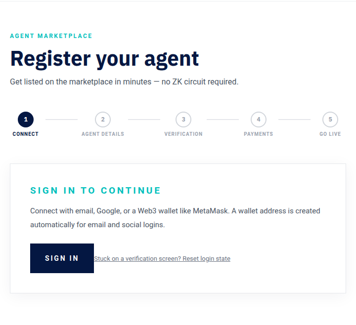 Onboarding wizard sign-in step
